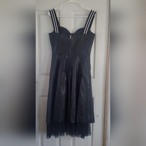 Asos Leather Midi Goth Witchy Dress With Black And White Straps Size 8 - Picture 6 of 6